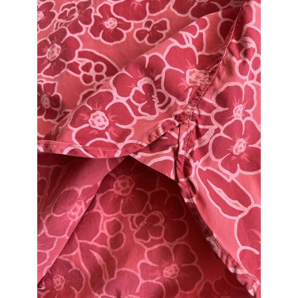 Floral Batik Red Pink Tommy Hilfiger Short Sleeve Button-Up Shirt Mens L - Picture 4 of 10